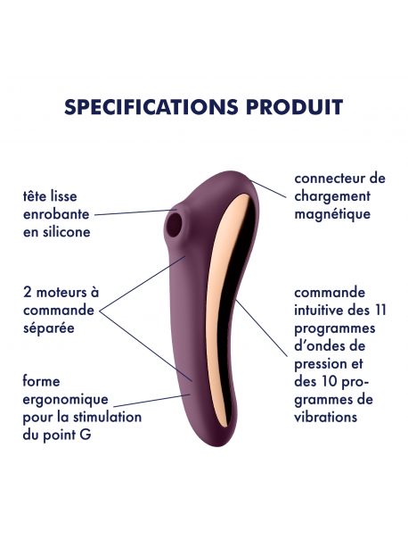 Stimulateur et Vibromasseur Satisfyer Dual Kiss - Mauve SATISFYER