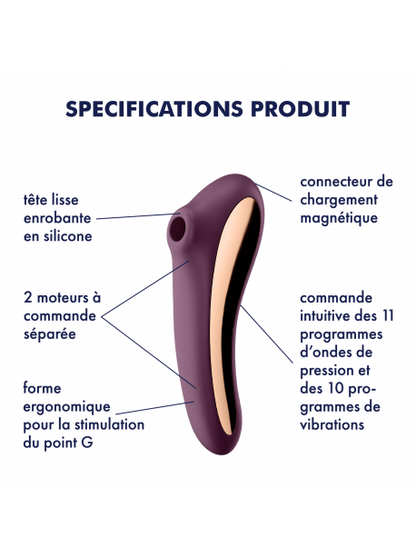 Stimulateur et Vibromasseur Satisfyer Dual Kiss - Mauve SATISFYER