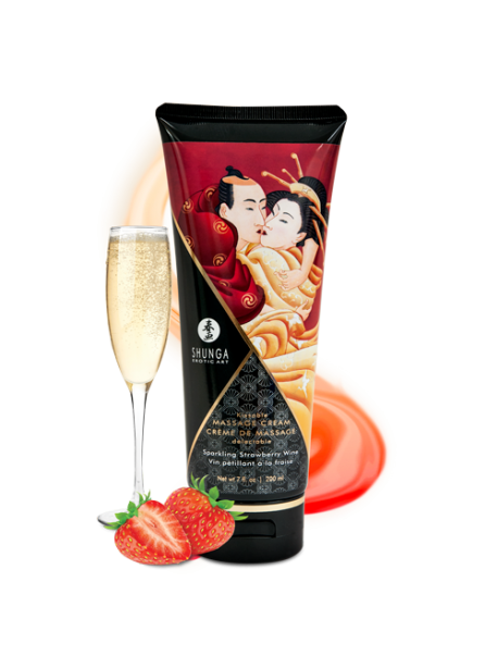 Crème de Massage délectable - Vin pétillant à la fraise SHUNGA