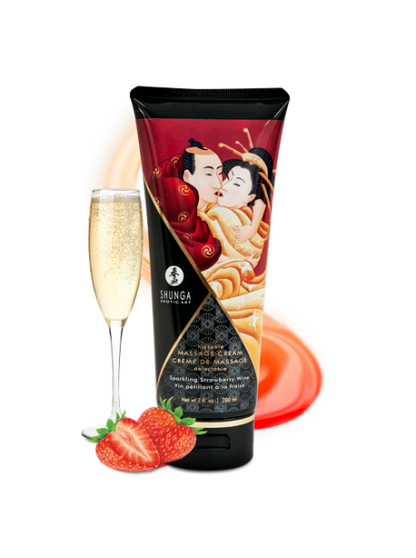 Crème de Massage délectable - Vin pétillant à la fraise SHUNGA