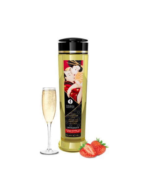 Huile de massage érotique - Romance - Vin pétillant fraise - 240 ml