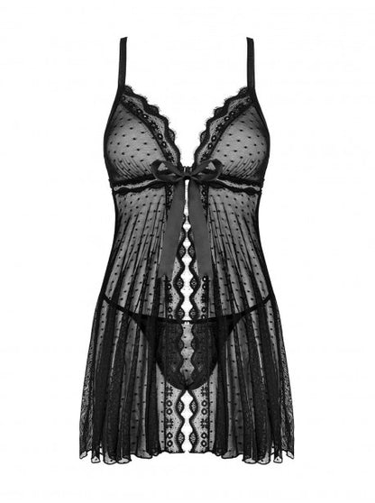 Marrbel Babydoll et string noir OBSESSIVE