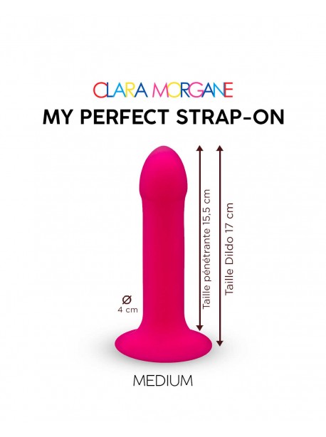 My Perfect Strap On Medium Harnais &amp; Dildo- Rose CLARA MORGANE