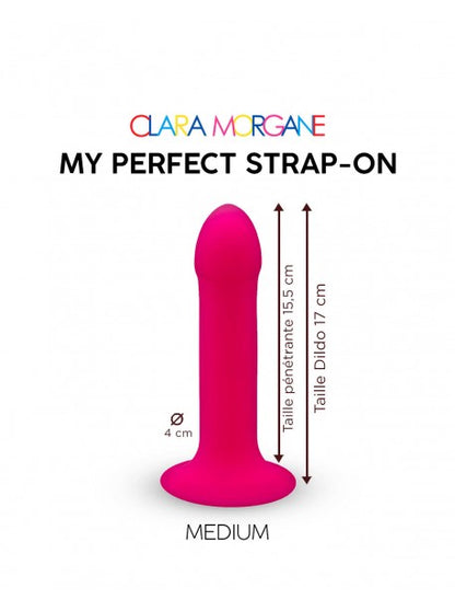 My Perfect Strap On Medium Harnais &amp; Dildo- Rose CLARA MORGANE