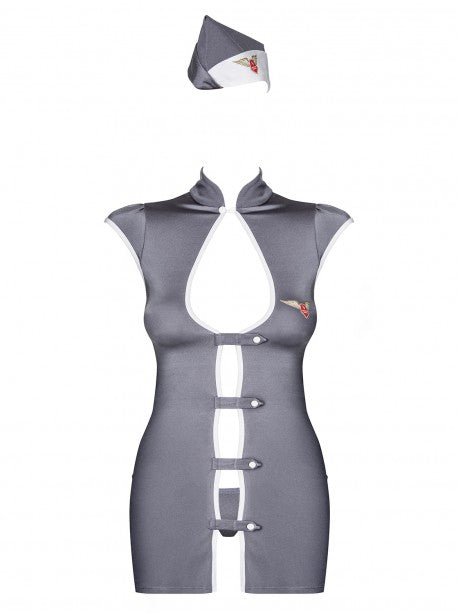 Stewardess Costume 3 pcs - Gris OBSESSIVE