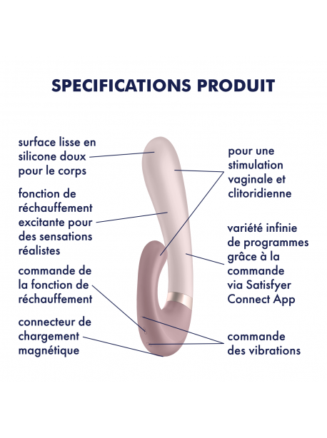 Stimulateur clitoridien et Vibromasseur point G Satisfyer Heat Wave Connect App - Mauve SATISFYER