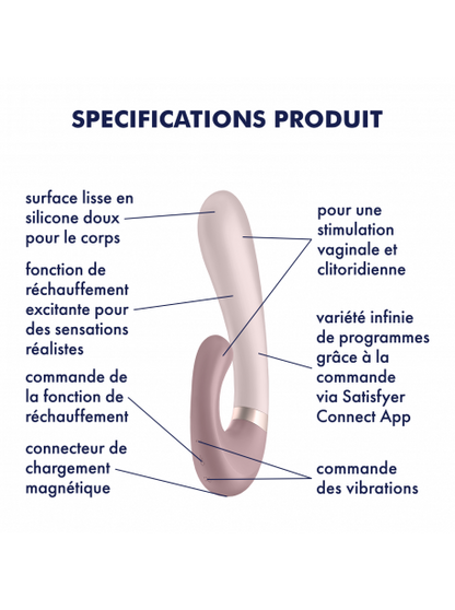 Stimulateur clitoridien et Vibromasseur point G Satisfyer Heat Wave Connect App - Mauve SATISFYER