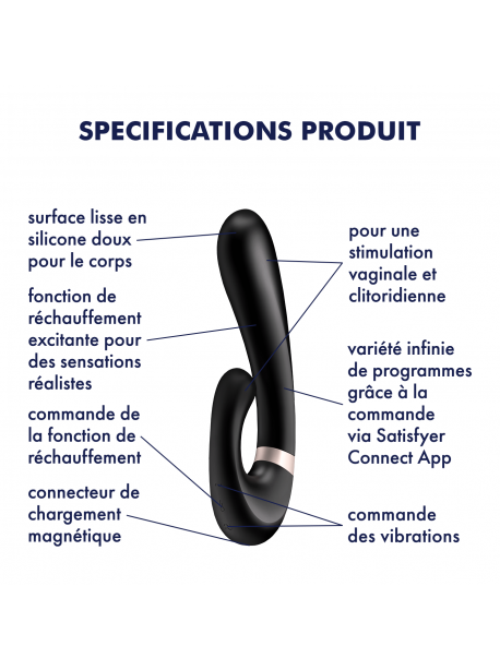 Stimulateur clitoridien et Vibromasseur point G Satisfyer Heat Wave Connect App - Noir SATISFYER