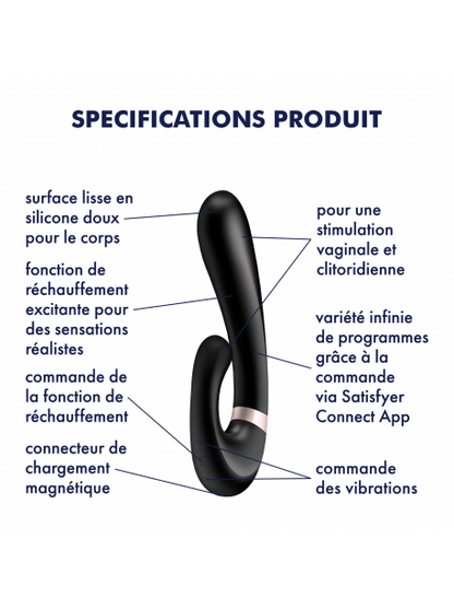 Stimulateur clitoridien et Vibromasseur point G Satisfyer Heat Wave Connect App - Noir SATISFYER