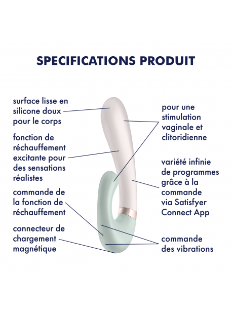 Stimulateur clitoridien et Vibromasseur point G Satisfyer Heat Wave Connect App - Vert clair SATISFYER