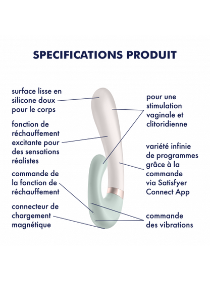 Stimulateur clitoridien et Vibromasseur point G Satisfyer Heat Wave Connect App - Vert clair SATISFYER