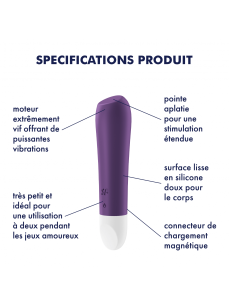 Vibromasseur Satisfyer Ultra Power Bullet 2 - Noir ou Violet SATISFYER