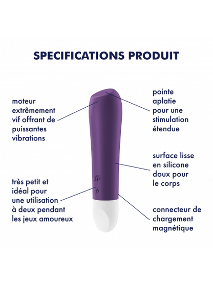 Vibromasseur Satisfyer Ultra Power Bullet 2 - Noir ou Violet SATISFYER